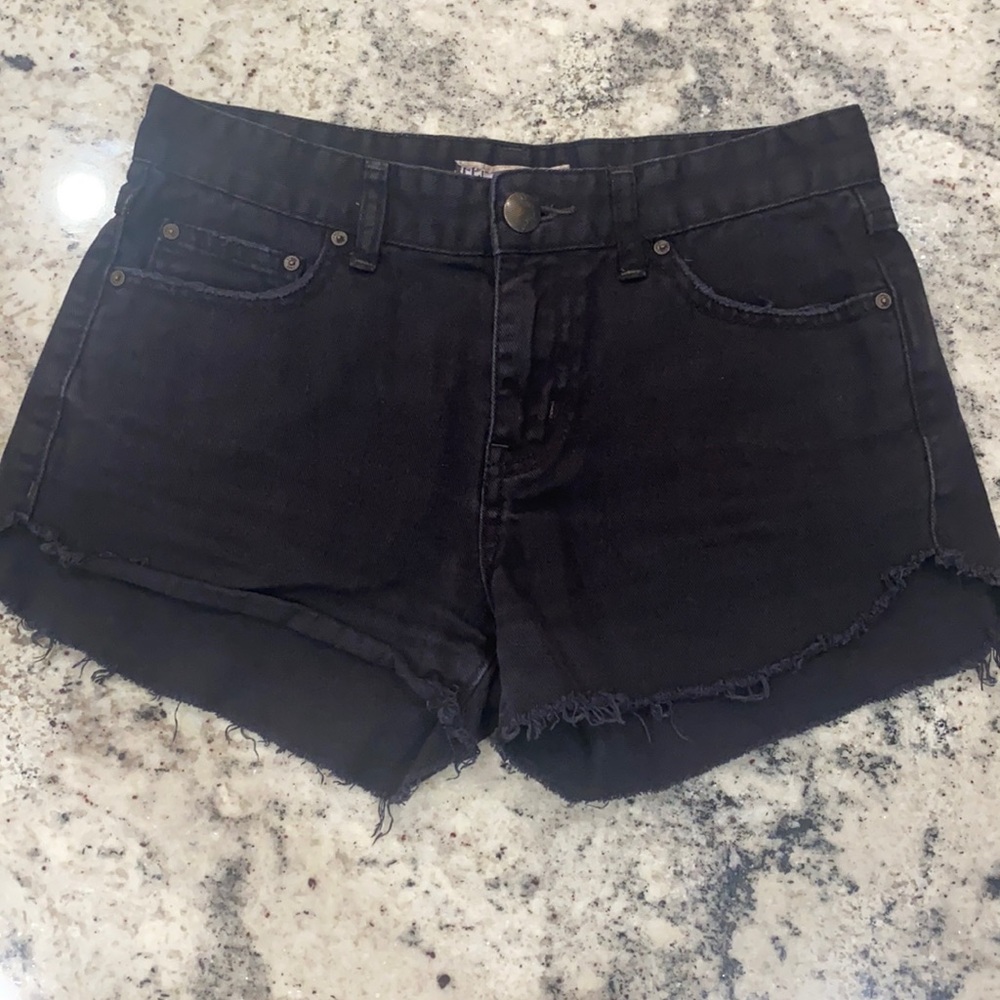 Free People Black Denim Shorts